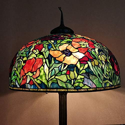 LRJSKWZC Tiffany Style Floor Lamp 26" Retro Creative Color Glass Poppy Pure Copper