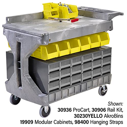 Akro-Mils ProCart Heavy Duty 2 Tier Rolling Utility Cart, 400 lb Capacity, Gray