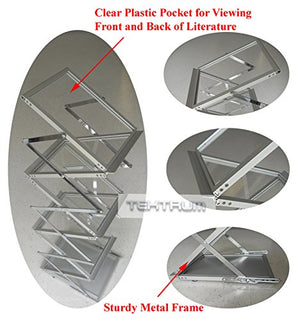 Tektrum Portable Foldable Metal Literature Rack Display Holder Stand - 6 Pockets