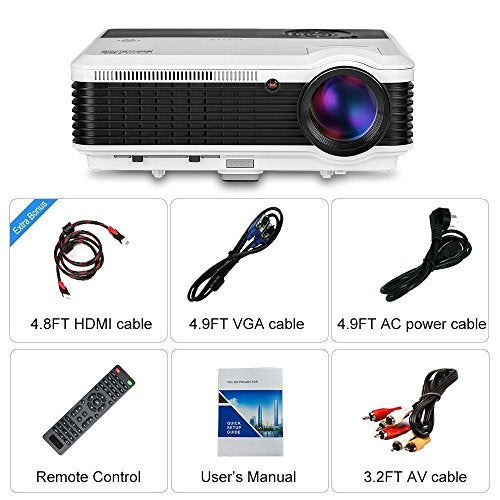 EUG Wireless Projector HD 1080P 4600 Lumen Video Projectors Outdoor Movie Android System,Airplay Miracast Wifi USB HDMI LED LCD Multimedia Projeyector for Home Theater Game Consoles Apps PC DVD
