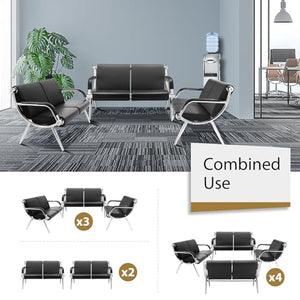 Leadzm Waiting Room Chairs with Arms - PU Leather Lobby Bench Seating