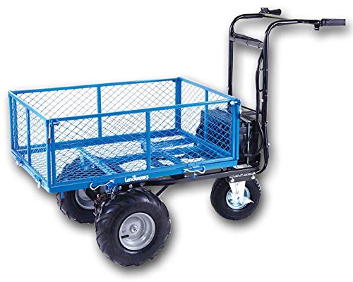 Landworks Utility Cart Hand Truck Power Wagon Super Duty Electric 48V DC 500W AGM Battery 500LBS & 1000LBS+ Load/Hauling Cap Wheelbarrow Barrel Dump w/All Purpose Modular Cargo Bed