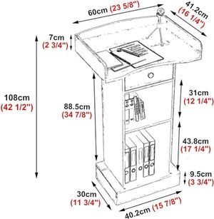 CAMBOS Wood Lectern Podium Stand with Storage Drawer