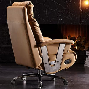 Kinnls Freya Electric Reclining Office Chair with Foot Rest - Genuine Leather High-Back Recliner