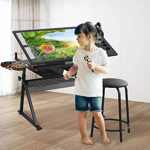OGRAFF Drafting Table with Adjustable Height, Angle, and Storage - Drawing Desk Craft Station