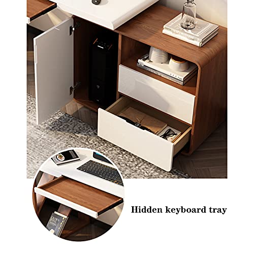 Multifunctional Computer Desk with Bookshelf, Rotatable Locker, and Hidden Keyboard Tray - 1.2m