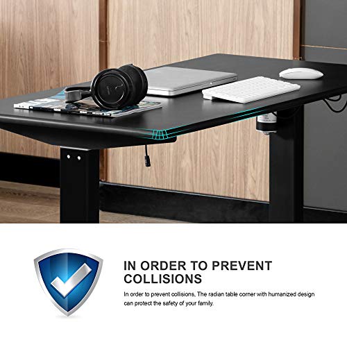 Zoopolyn Electric Standing Desk with Whole Piece MDF Board 48"X24" Height Adjustable Desk for Home Office Black Frame Black Top