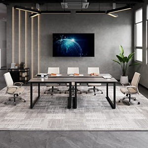 WASAGUN 8FT Rectangular Conference Room Table with USB Ports and Outlets - Grey (94L*47W*29H in)