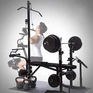 HTNBO Standard Weight Bench with Leg Developer Multifunctional Workout Station for Home Gym Weightlifting and Strength Training