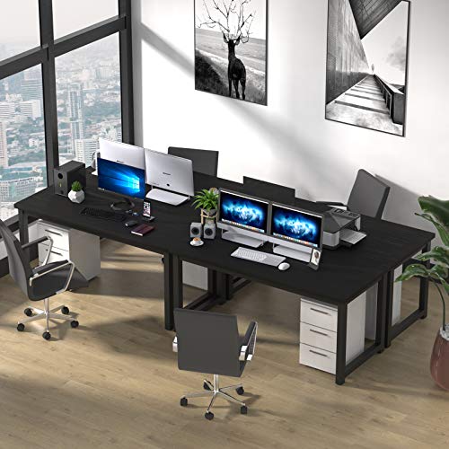 NSdirect 63" Large Computer Desk,Modern Simple Style PC Table Office Desk Wide Workstation for Study Writing,Gaming and Home Office,Extra 1" Thicker Wooden Tabletop and Black Metal Frame,Black