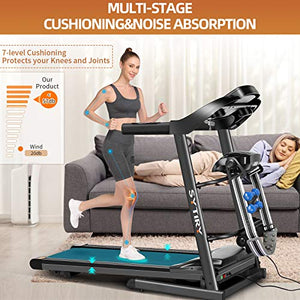 SYTIRY Treadmill,3.25Hp Home Folding Treadmill, Treadmill with Multifunctional Massage Head, Aerobic Fitness Trainer for Waist, Legs and Neck, Running Machine Suitable for Home/Office