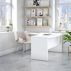 Office by kathy ireland Echo L Shaped Bow Front Desk in Pure White