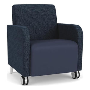 Lesro Siena Polyurethane Lounge Reception Guest Chair in Blue/Steel