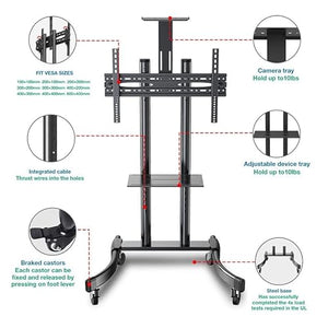 SHYKEY Mobile TV Cart 32"-65" Free Lifting Trolley Stand with AV (Color: Two Tray)