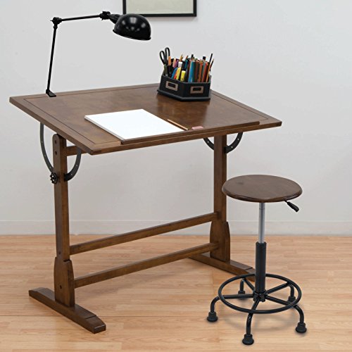 Studio Design Vintage Drawing Drafting Wooden Craft Desk, Rustic Oak (2 Pack)