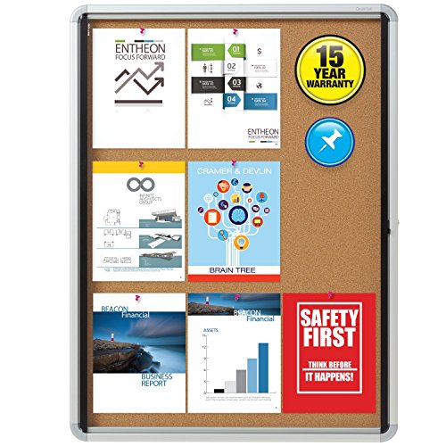 Quartet Enclosed Cork Bulletin Board, 30" x 39" or 9 Sheets, Swing Door, Aluminum Frame (EIHC3930)