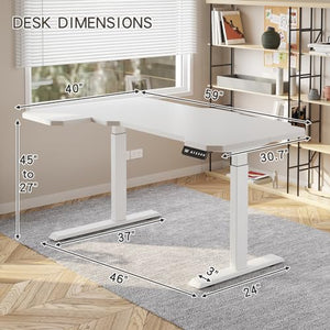 Sileye Height Adjustable Electric Sit Stand Up Table, 59x30 Inch, White