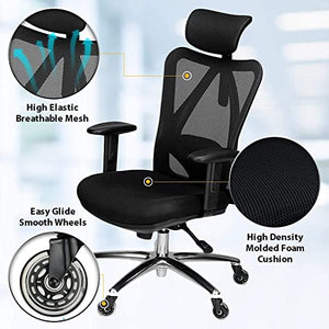 Duramont Ergonomic Office Chair with Lumbar Support, Rollerblade Wheels, and Mesh Design