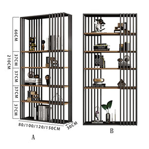 HARAY Simple Floor-to-Ceiling Wrought Iron Bookshelf (Color: B, Size: 90cm)