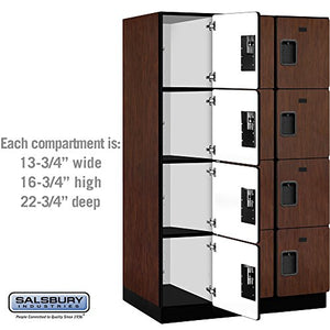 Salsbury Industries Mahogany 4-Tier Extra Designer Wood Locker with Three Wide Storage Units, 6-Feet High by 24-Inch Deep