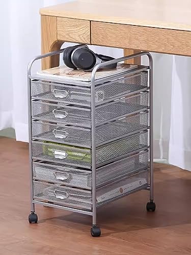 WAHHWF Metal Drawers Rolling Storage Cart with Label Frame - Black, 35x47.9x61cm
