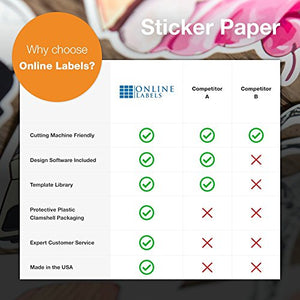 White Gloss Sticker Paper - 8.5 x 11 Full Sheet Label - for Cutting Machines, Scissors - Permanent - No Backslit - 500 Sheets - Inkjet Printers - Online Labels