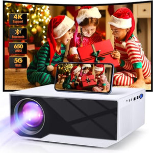 Wielio Outdoor Portable Mini Projector with 5G WiFi, Bluetooth, 4K Support, Native 1080P, iOS & Android Compatibility