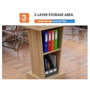 Yadlan Wooden Lectern Podium Stand with Open Storage Area