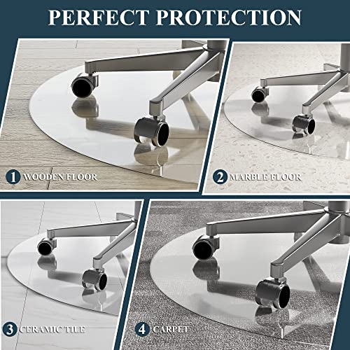KIAYACI Tempered Glass Chair Mat 48" Round x 1/4" Thick for Carpet or Hard Floor