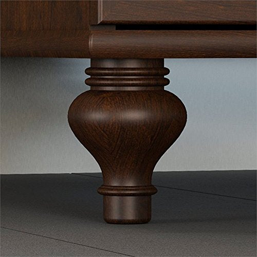 kathy ireland Home by Bush Furniture Volcano Dusk Double Pedestal Desk with Hutch in Coastal Cherry