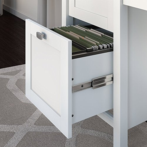 Bush Furniture Broadview Computer Desk with Drawers, Organizer, File Cabinet and Console Table in White