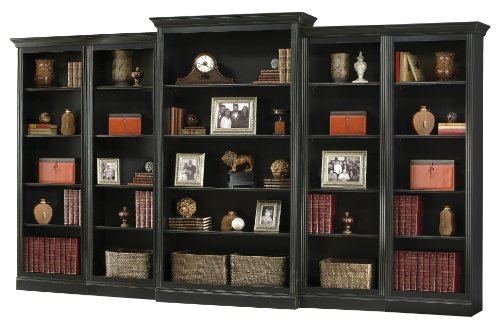 Howard Miller Oxford Bunching Bookcase 920-017 - Aged Black Finish, Vertical Home Decor