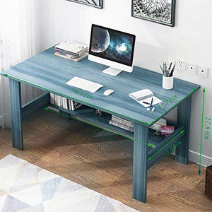 Computer Desk 39 Inch with Shelves, 5 Color Options Modern Study Writing Table for Home Office,Simple Office Desk Workstation for Small Spaces,Bedroom Notebook Desk U.S.Shipping (Blue)