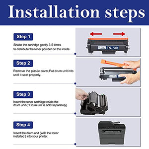 [5 Pack,Black] TN730 Compatible Toner Cartridge Replacement for Brother DCP-L2550DW MFC-L2710DW L2750DW L2750DWXL HL-L2350DW L2370DW/DWXL L2390DW L2395DW Printer