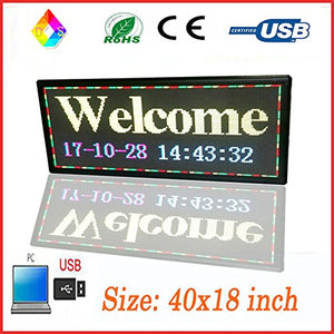 P 6 led Sign 40''x18'' Programming Texts, Images& Video Outdoor Full Color led Sign for Window Advertising