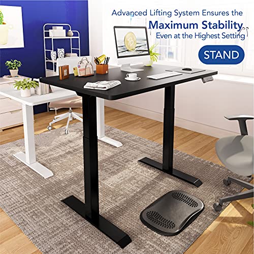 FlexiSpot Dual Motor Electric Standing Desk 48x30 Inches Whole Piece Board Stand Up Desk Adjustable Desk Home Office Desk Computer Workstation Adjustable Height, Black Desktop, Black Frame