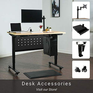 Progressive Desk Small Standing Desk 42x30, Electric Adjustable Height Stand up Home Office desks - Light Ash/White Frame