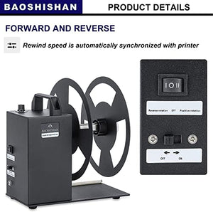 BAOSHISHAN Automatic Label Rewinder Rewinding Machine Label Width 120mm/4.7inch Diameter 220mm/8.7inch Core Holder 1/1.5/3 inch 110V (A6)