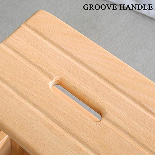 LUCEAE 3-Step Wooden Folding Step Stool - Portable & Sturdy