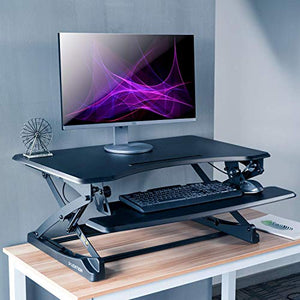 LENTION Gas Spring Height Adjustable 35" Standing Desk for Home & Office, Ergonomic Sit to Stand Workstation with 35'' Wide Table-Top, Standup Computer & Laptop Riser Converter fit Dual Monitors