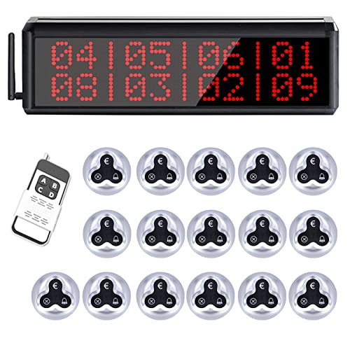 WNKRUN Wireless Calling System with 1 Number Display Host/15 3-Key Call Buttons