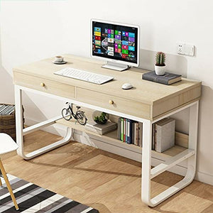 ADHW Computer Desk Table Workstation Home Office Student Dorm Laptop Study w/Shelf (Color : 47in with Drawer White)