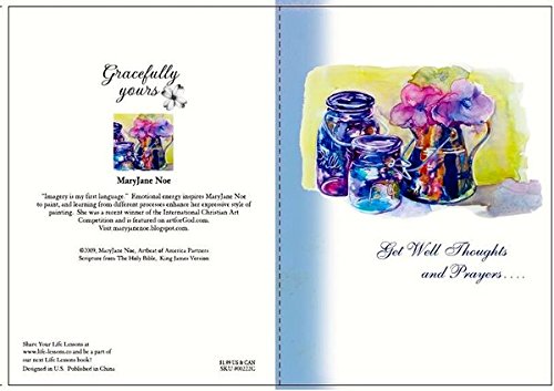 Gracefully Yours 222 Get Well Greeting Cards Featuring Mary Joe Noe, 4 Designs/3 Each with Scripture Message, 6 5/8" x 4 3/4"