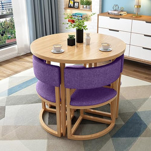 SFJATTA Round Dining Table and Chair Set, Office Reception Negotiation Table and Chair Combination, Leisure Area Home Balcony Small Round Table - Purple