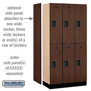 Salsbury Industries 2-Tier Designer Wood Locker, 6ft High, 18in Deep, Mahogany