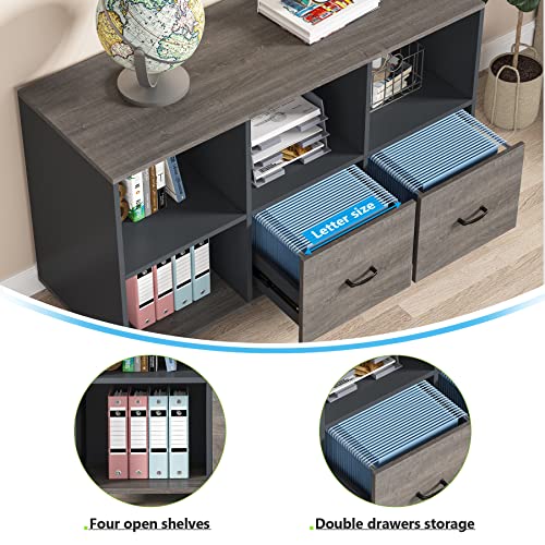 Tribesigns L-Shaped Executive Desk and File Cabinet Set (Gray, 55")