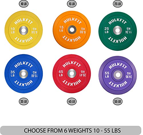 HulkFit Olympic 2-Inch Rubber Bumper Plate with Stainless Steel Insert, red