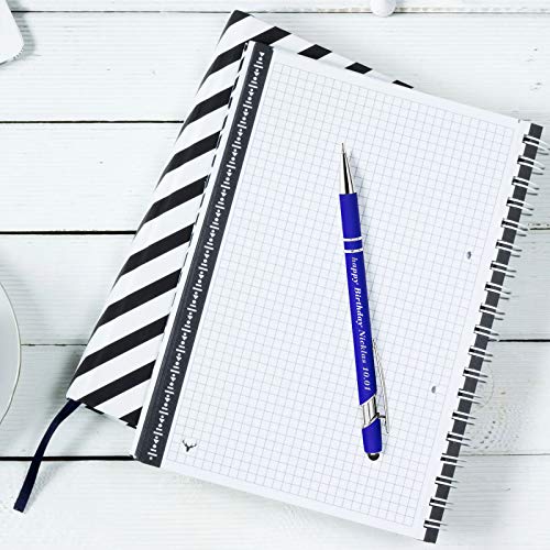168PCS Personalized Pens in Bulk with Stylus Tip, Custom Engraving Pens, Soft Touch Ballpoint Pen, Printed Name - Free Personalization Black Ink- for Christmas, Anniversary, Graduation, Office, Memory