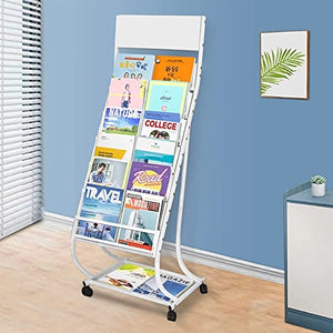 ArhaR Rolling Magazine Racks for Office/Reception Area - White