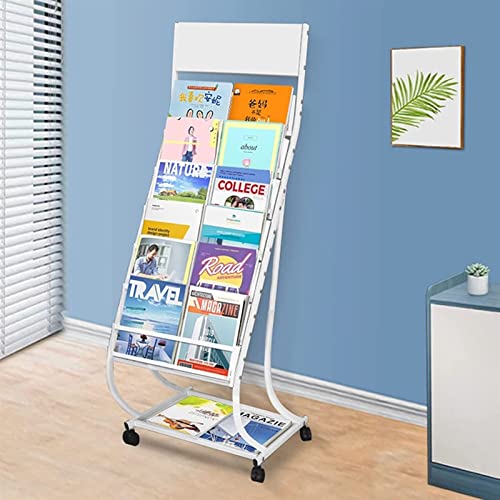 ArhaR Rolling Magazine Racks for Office/Reception Area - White